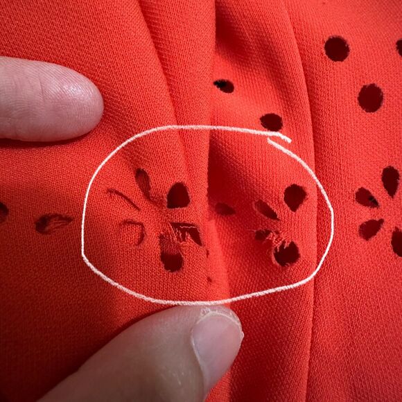 LIKELY Eyelet Manhattan Mini Dress Red Short Sleeve Party NWT *FLAWS* - Picture 9 of 15